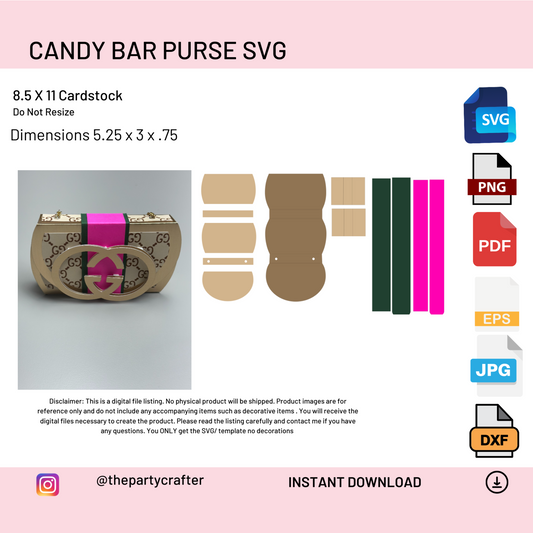 Candy Bar Purse SVG File | Candy Wrapper Bag | DIY Sweet Treat Bag | Party Favor Craft | Digital Download
