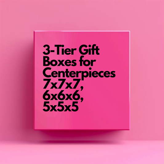 White Glossy 3-Tier Centerpiece Boxes | 7x7x7, 6x6x6, 5x5x5 | Elegant Party Decor