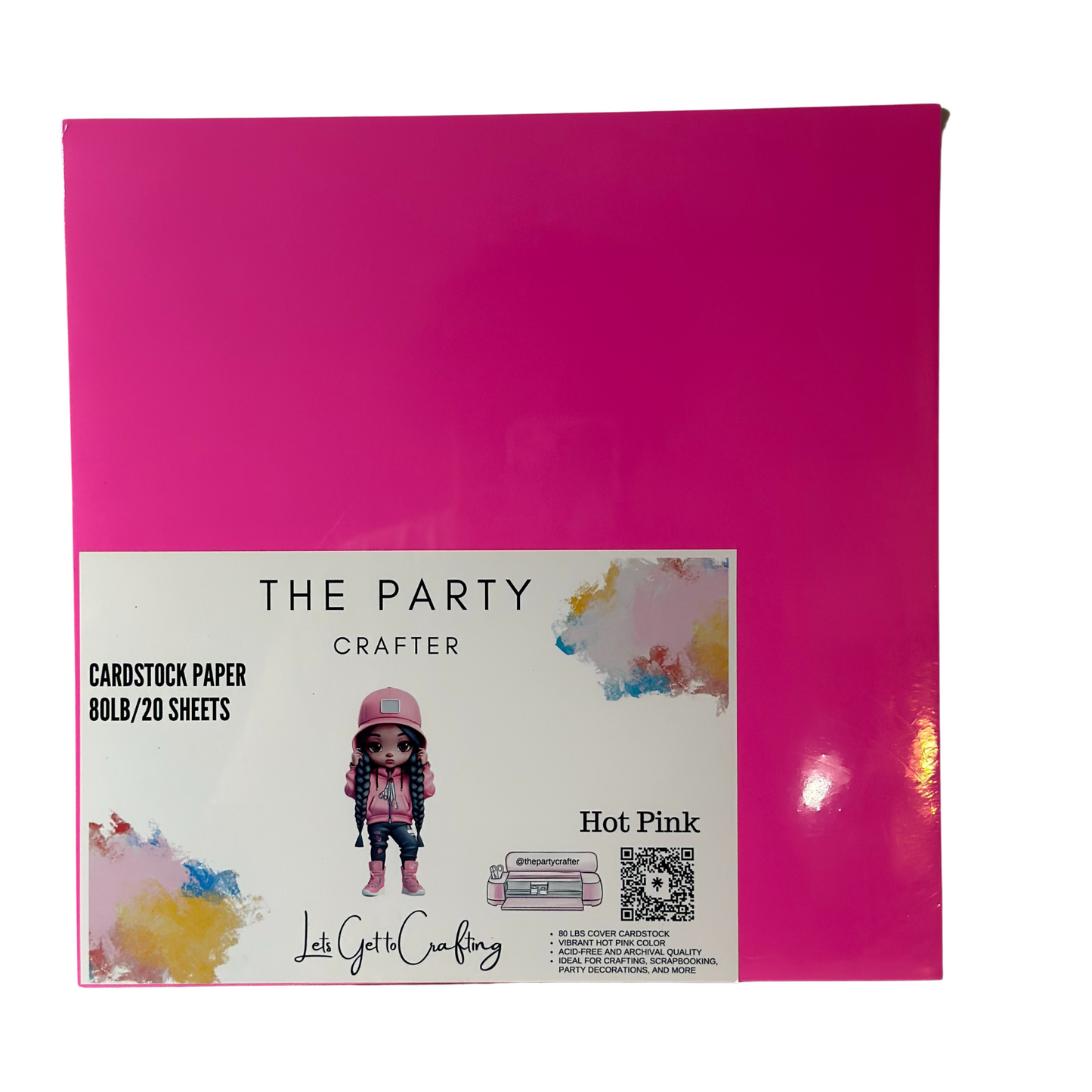 Hot Pink Cover Cardstock | 80lb Premium Craft Paper | 20 Sheets | 12x12 and 8.5x11 Sizes for Party Favors, DIY Crafts, Invitations