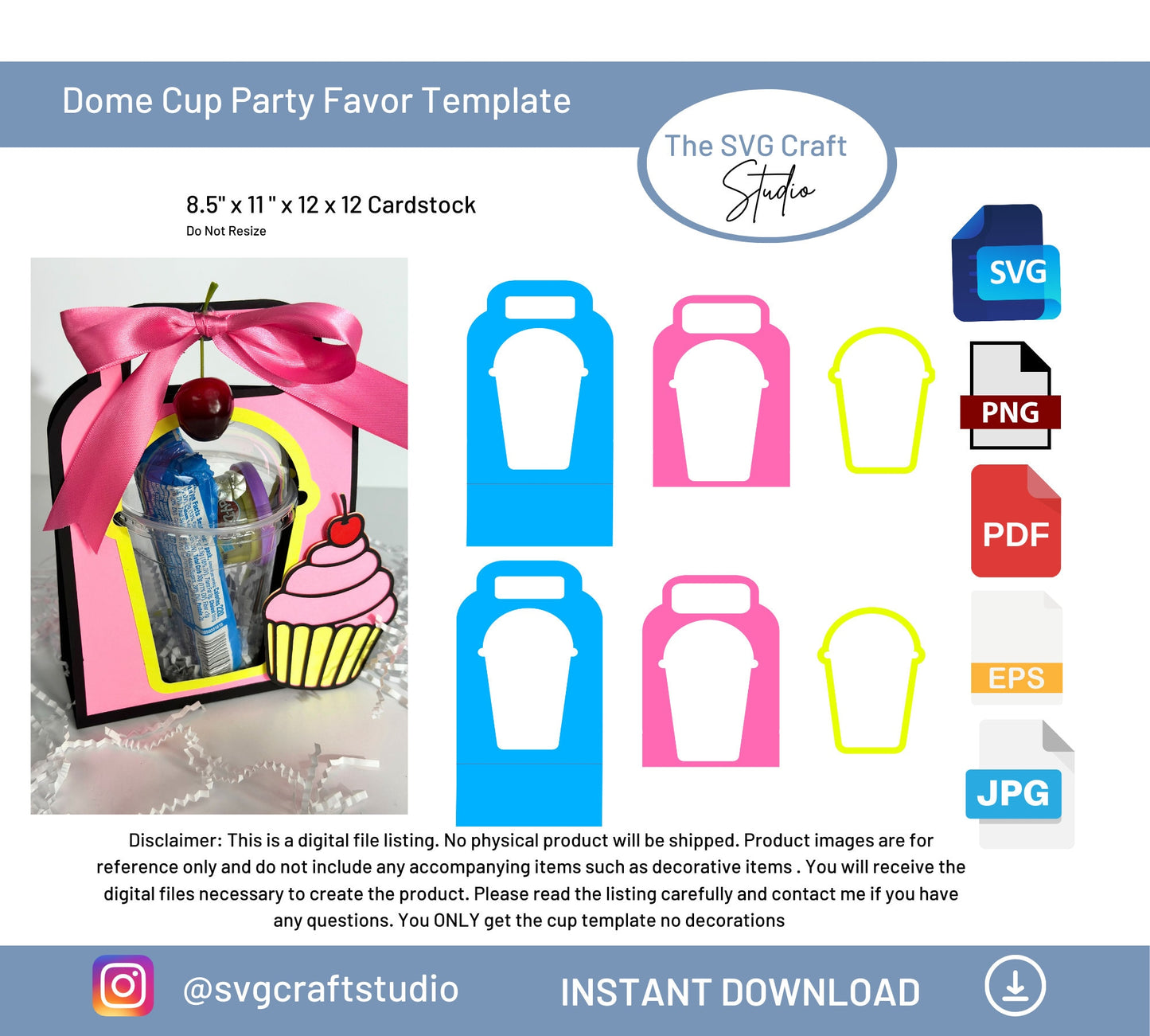 DIY 12 oz Dome Cup SVG Template - Party Favor Craft Design for Events & Celebrations