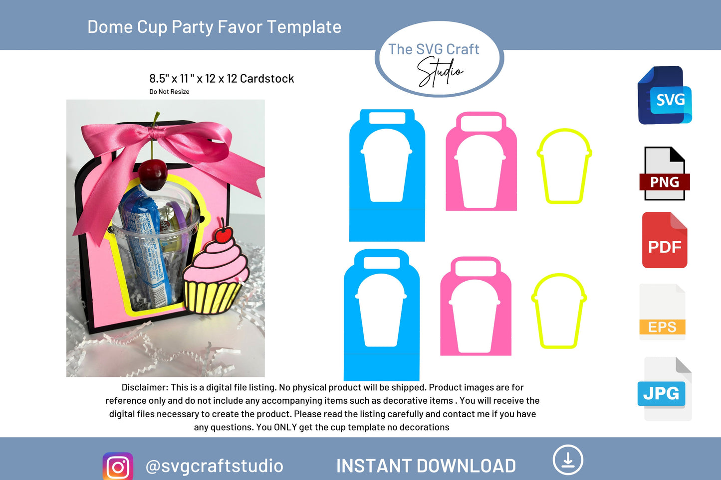 DIY 12 oz Dome Cup SVG Template - Party Favor Craft Design for Events & Celebrations