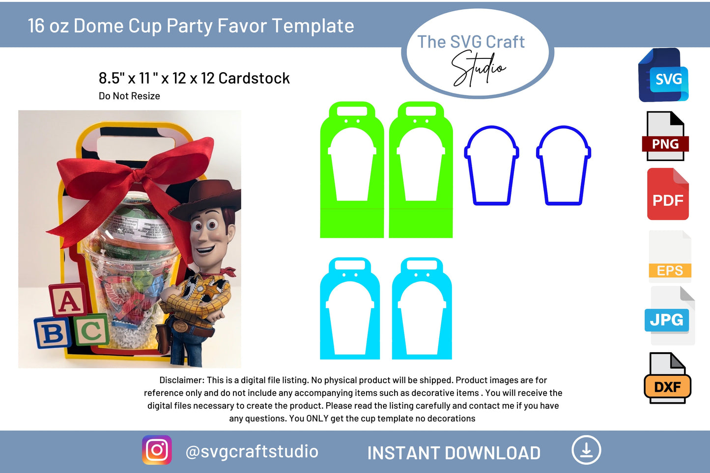 DIY 16 oz Dome Cup SVG Template - Party Favor Craft Design for Events & Celebrations