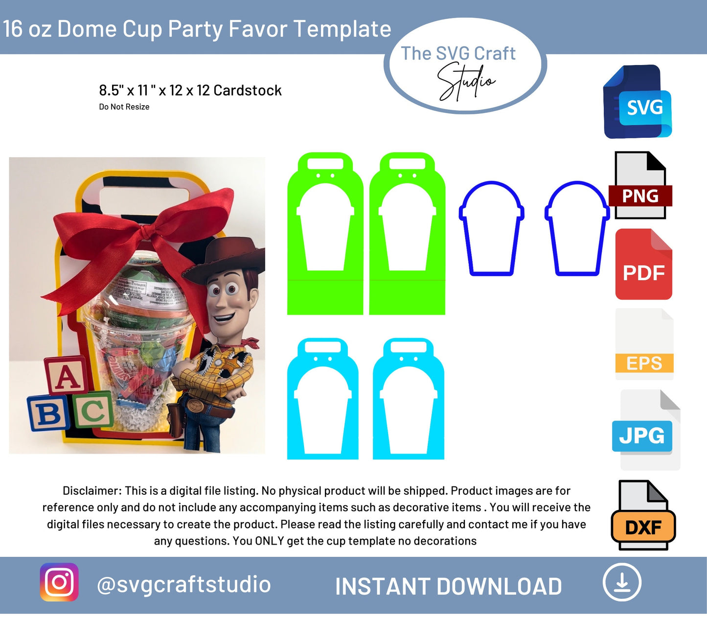 DIY 16 oz Dome Cup SVG Template - Party Favor Craft Design for Events & Celebrations