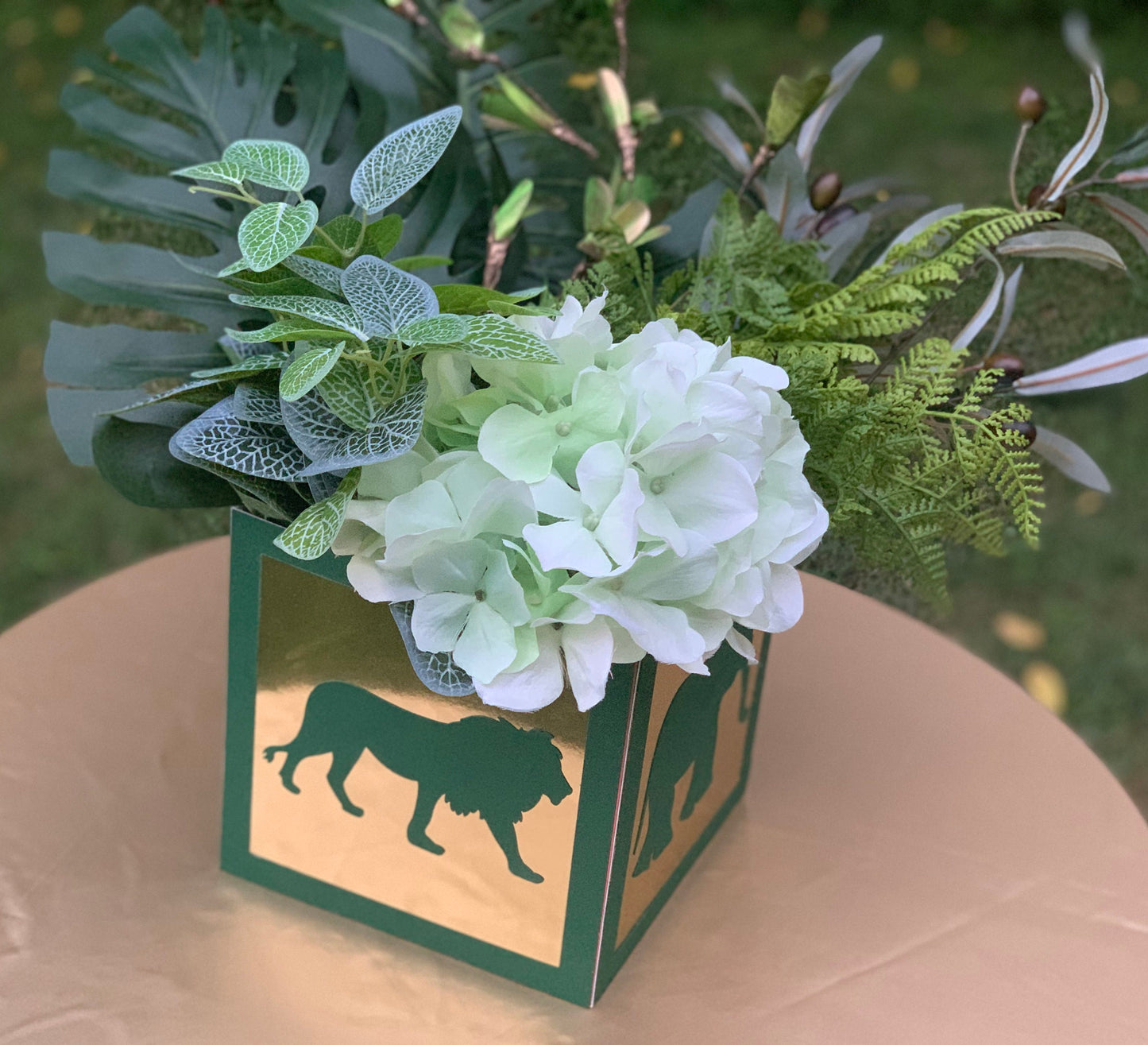 Green and Gold Safari Baby Shower Centerpiece 7”, Jungle Party Decorations , Safari Birthday, Zoo Party, Gold Safari Baby Shower S100