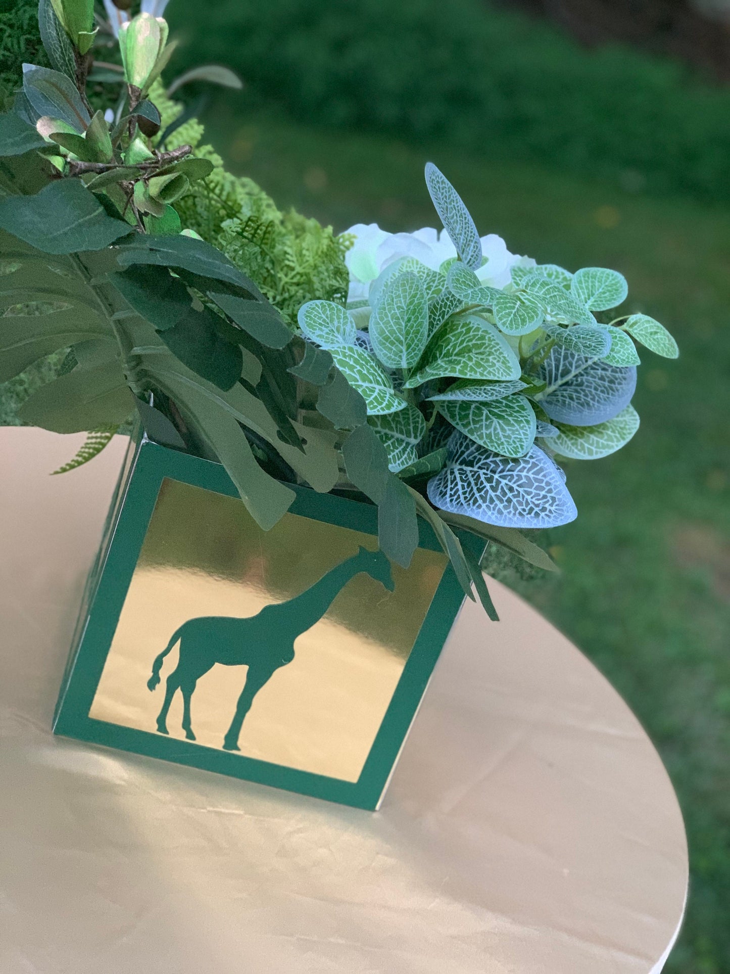 Green and Gold Safari Baby Shower Centerpiece 7”, Jungle Party Decorations , Safari Birthday, Zoo Party, Gold Safari Baby Shower S100