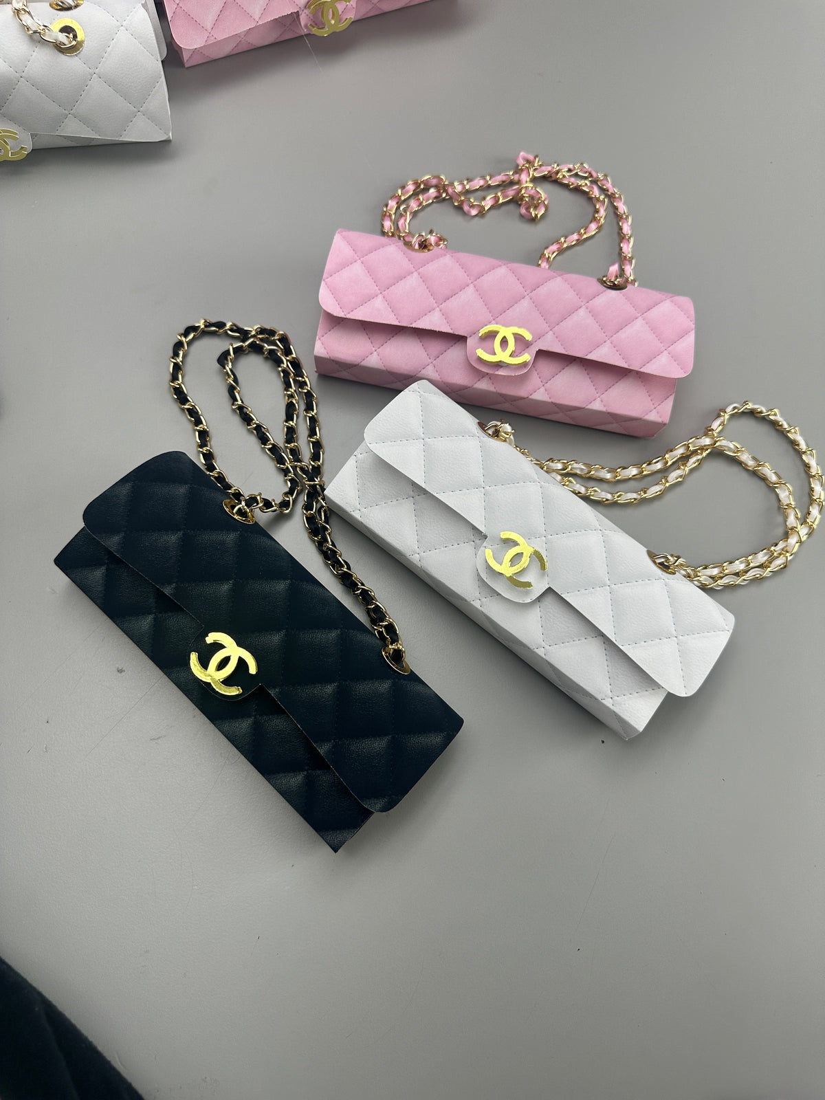 Set of 12 Custom Quilted Handbag Candy Bar Favors – Personalized Luxury Party Favors (Hershey's or KitKat Size)