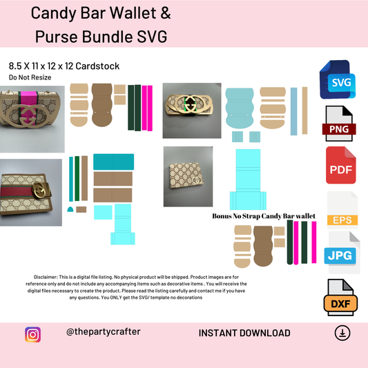Candy Bar Wallet & Purse SVG Bundle – DIY Digital Files for Unique Party Favors and Gifts