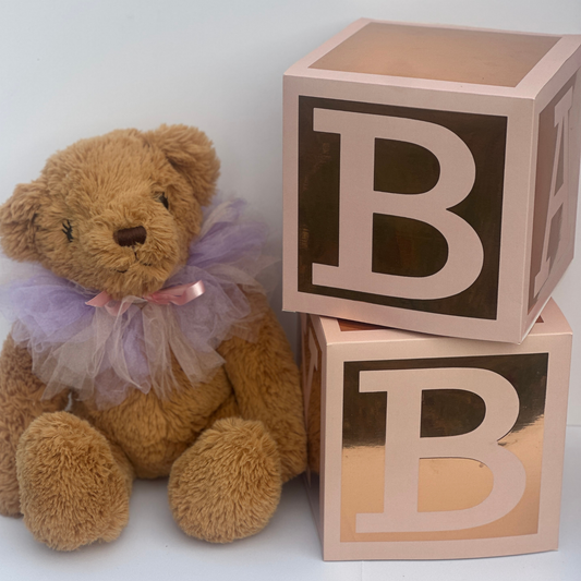 Rose Gold Centerpiece Baby Shower Gender Reveal 7x7 Table Decor