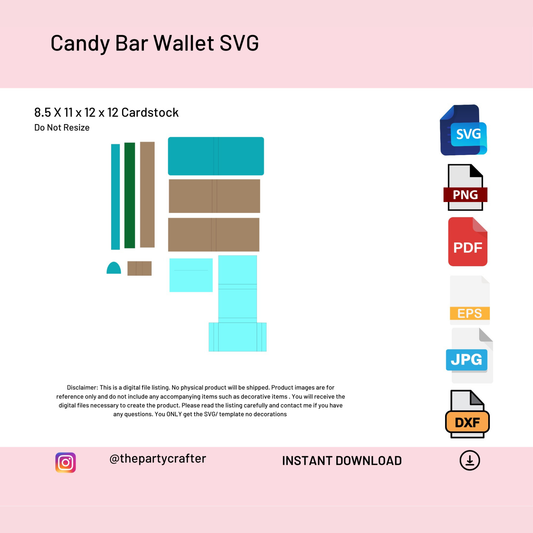 Candy Bar Wallet SVG – Digital Template for Party Favors & Gifts