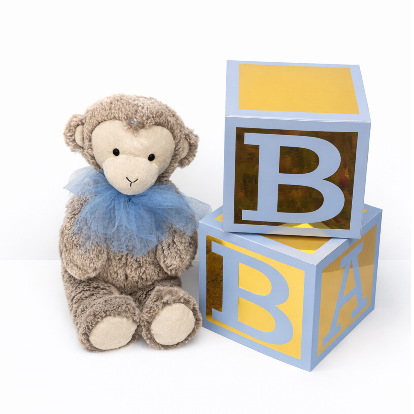 Baby Blue Centerpiece Baby Shower Gender Reveal 7x7 Table Decor