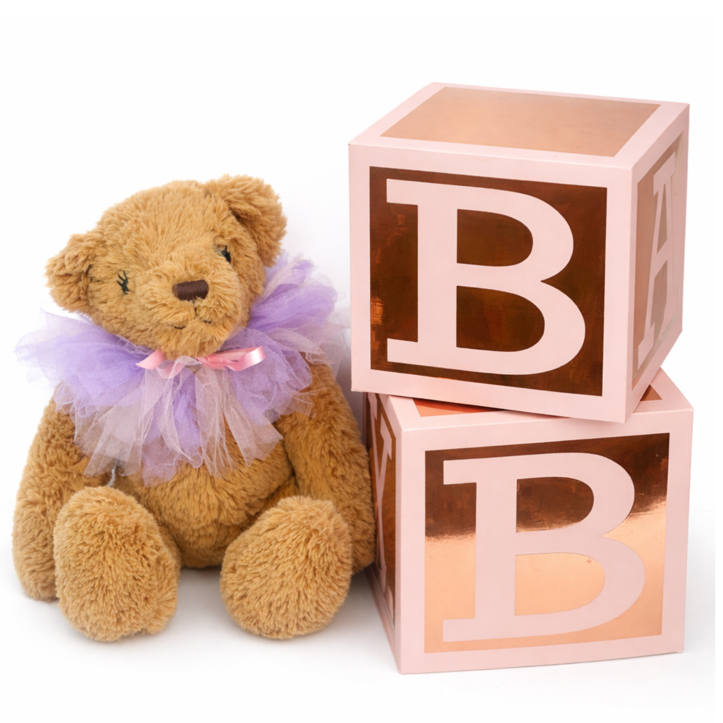 Rose Gold Centerpiece Baby Shower Gender Reveal 7x7 Table Decor