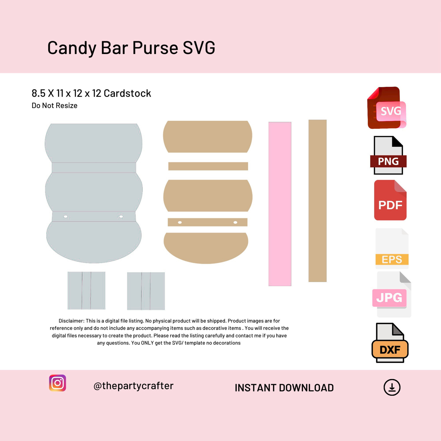 Candy Bar Purse SVG (With Strap) – DIY Party Favor Template