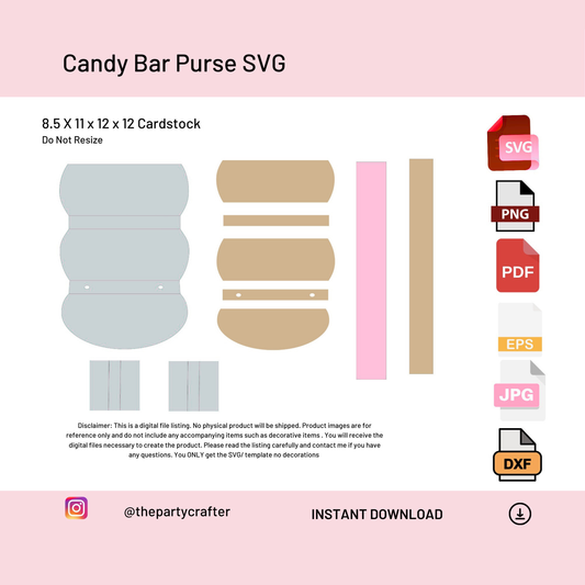 Candy Bar Purse SVG (With Strap) – DIY Party Favor Template