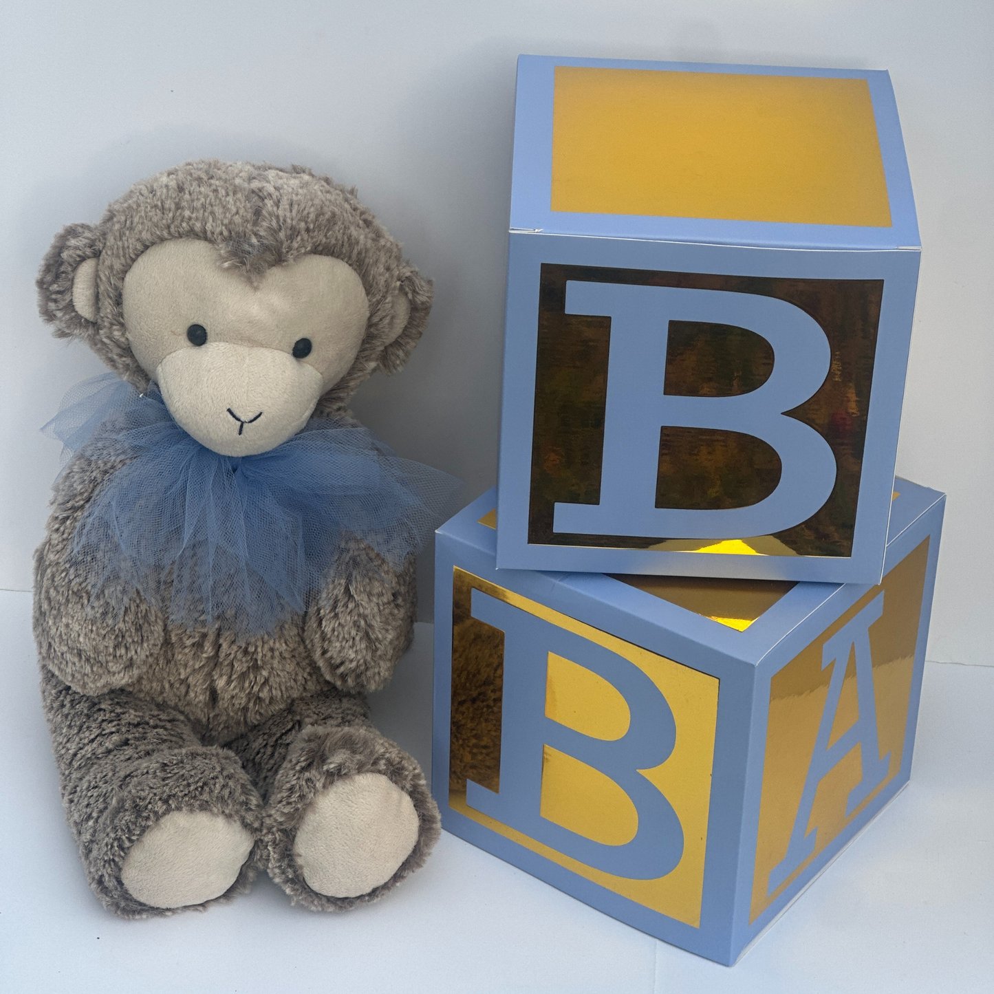 Baby Blue Centerpiece Baby Shower Gender Reveal 7x7 Table Decor